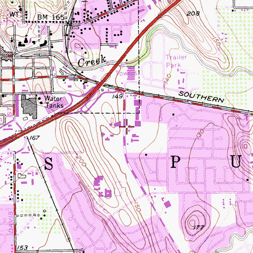 Topographic Map of Vacaville Post Office, CA
