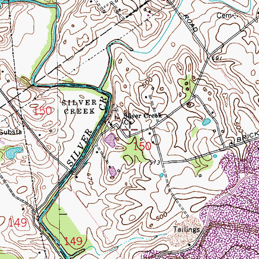 Topographic Map of Silver Creek Cemetery, IN