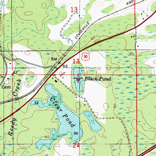 Topographic Map of Black Pond, FL