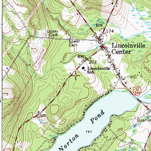 Topographic Map of Lincolnville Center Post Office, ME