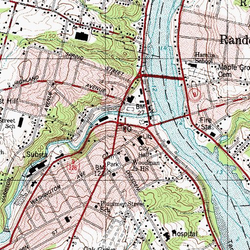 Topographic Map of Gardiner Post Office, ME