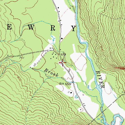 Topographic Map of Newry Post Office, ME
