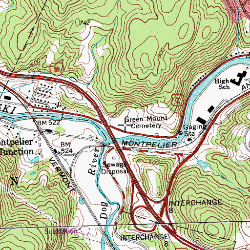 Topographic Map of Green Mount Cemetery Soldiers' Lot, VT
