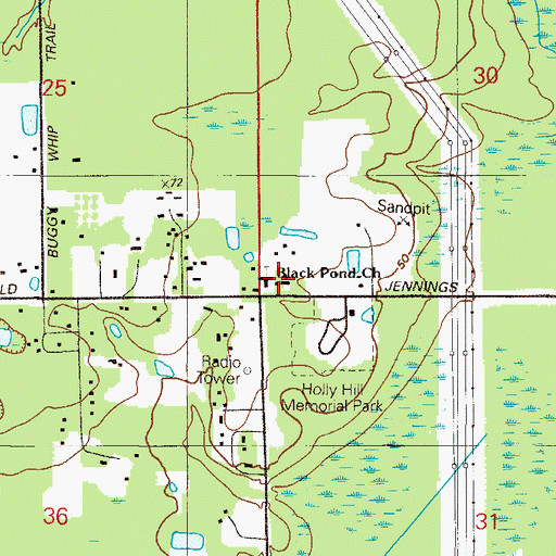 Topographic Map of Black Pond Church, FL