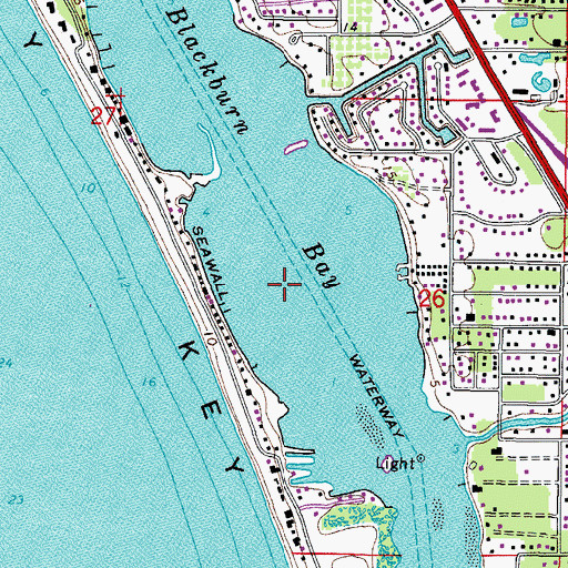Topographic Map of Blackburn Bay, FL