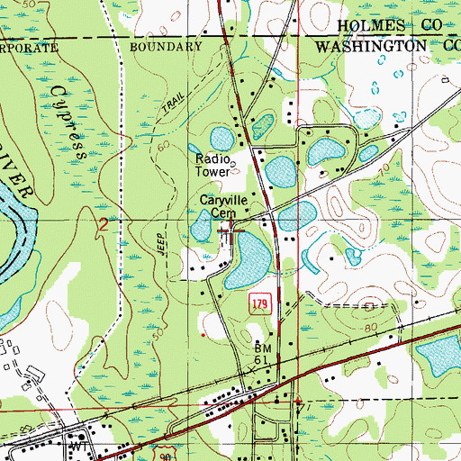 Topographic Map of Blackman Cemetery, FL