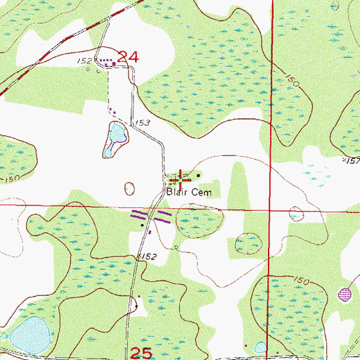 Topographic Map of Blair Cemetery, FL