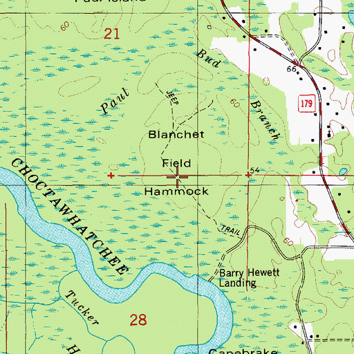Topographic Map of Blanchet Field Hammock, FL