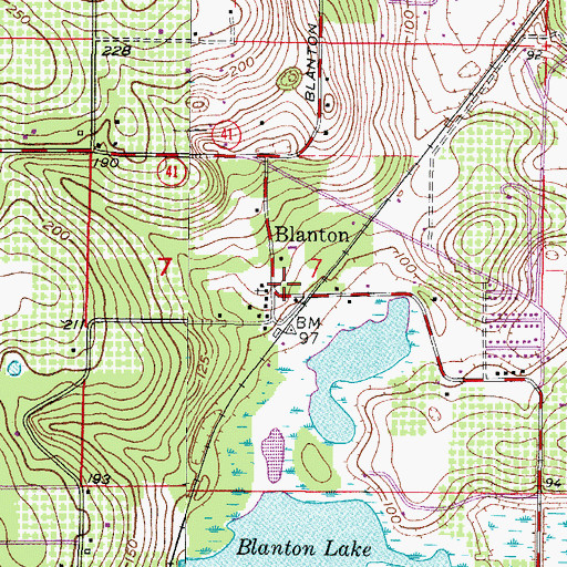 Topographic Map of Blanton, FL