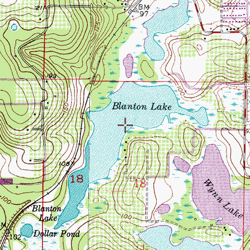 Topographic Map of Blanton Lake, FL