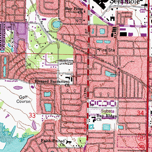 Topographic Map of Blessed Sacrament Church, FL