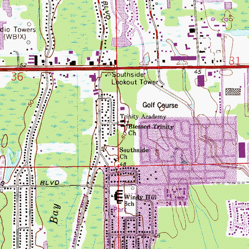 Topographic Map of Blessed Trinity Church, FL