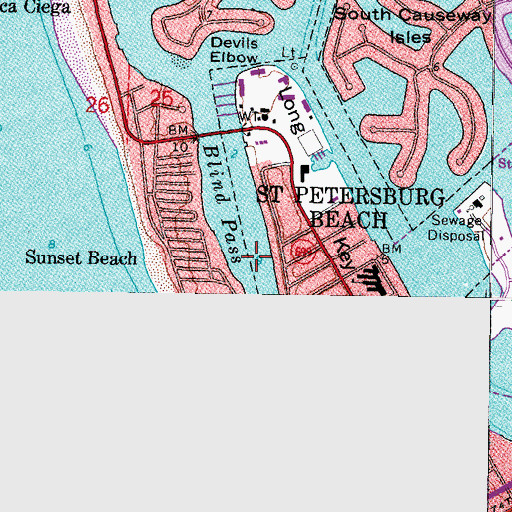 Topographic Map of Blind Pass, FL