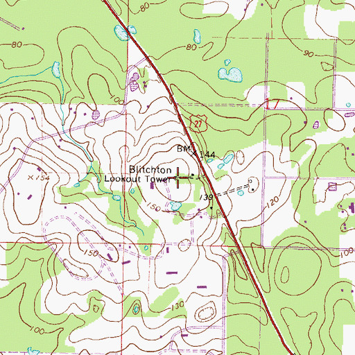 Topographic Map of Blitchton Forestry Lookout Tower, FL