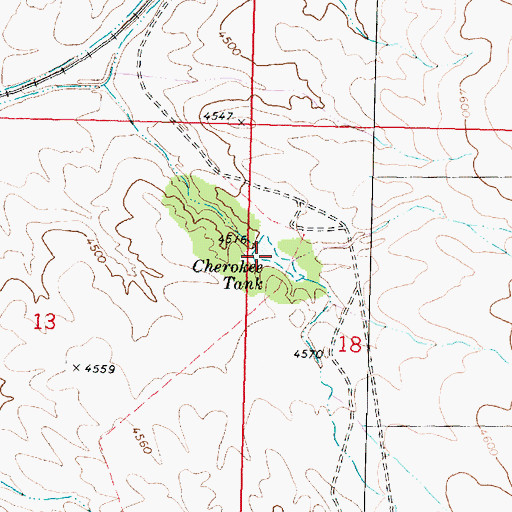 Topographic Map of Cherokee Tank, AZ