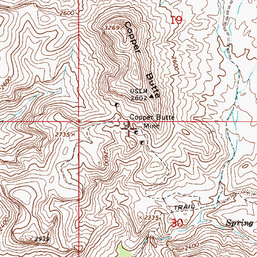 Topographic Map of Copper Butte Mine, AZ