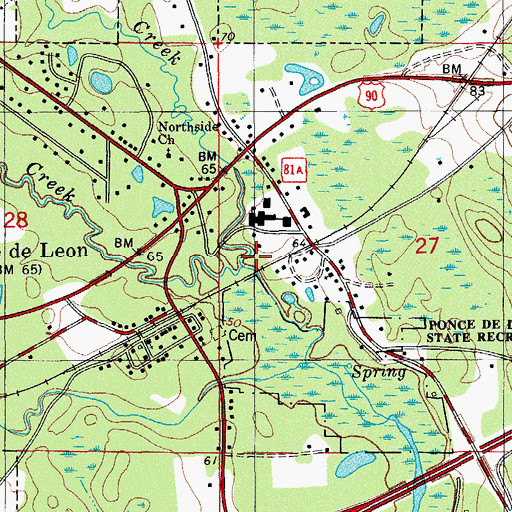 Topographic Map of Blue Creek, FL