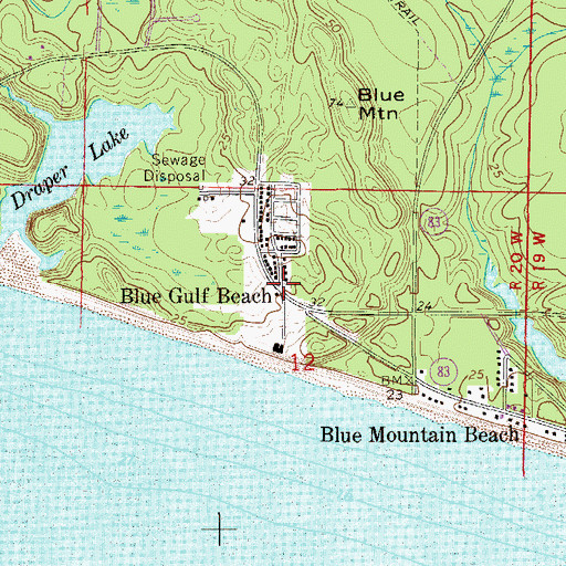 Topographic Map of Blue Gulf Beach, FL