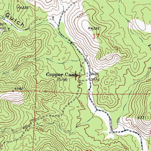 Topographic Map of Copper Camp, AZ