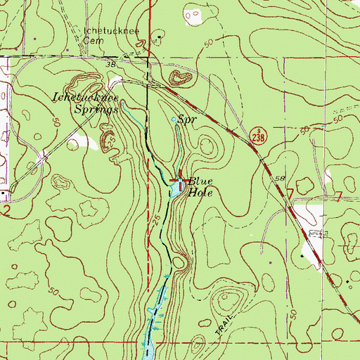 Topographic Map of Blue Hole, FL