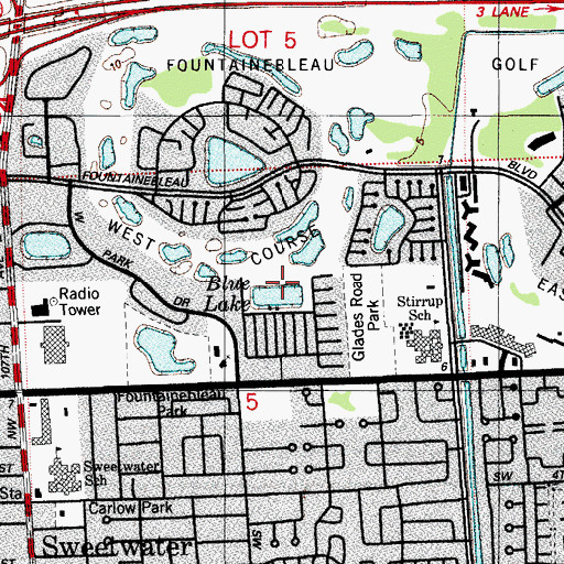 Topographic Map of Blue Lake, FL