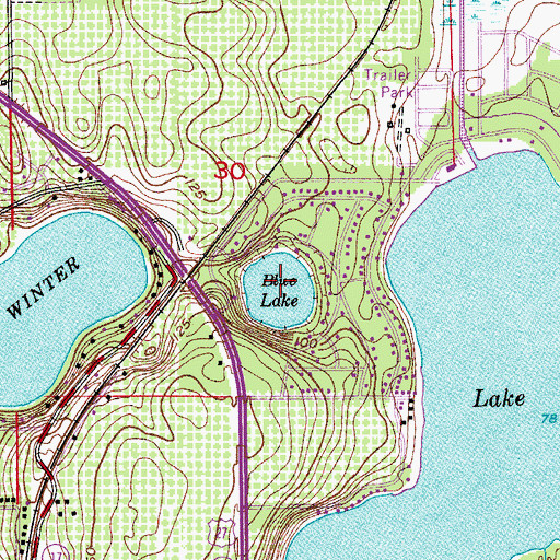Topographic Map of Blue Lake, FL