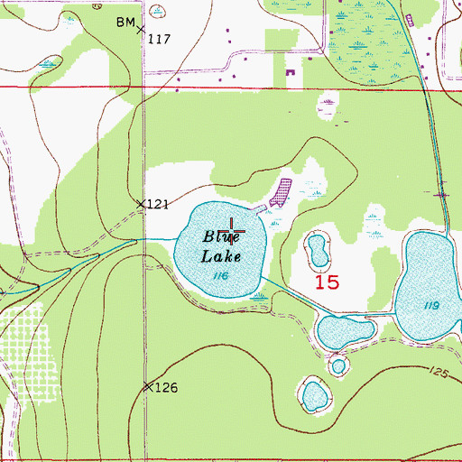 Topographic Map of Blue Lake, FL