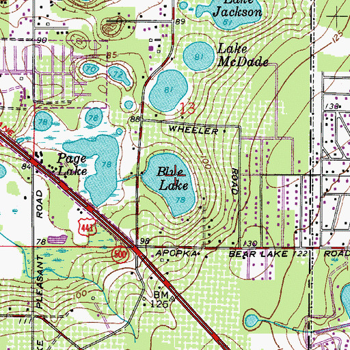 Topographic Map of Blue Lake, FL