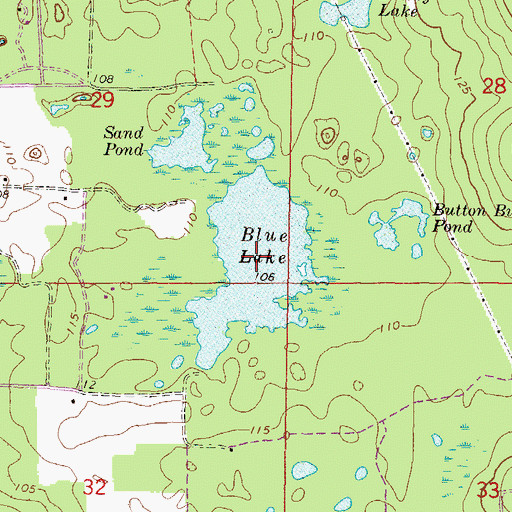Topographic Map of Blue Lake, FL