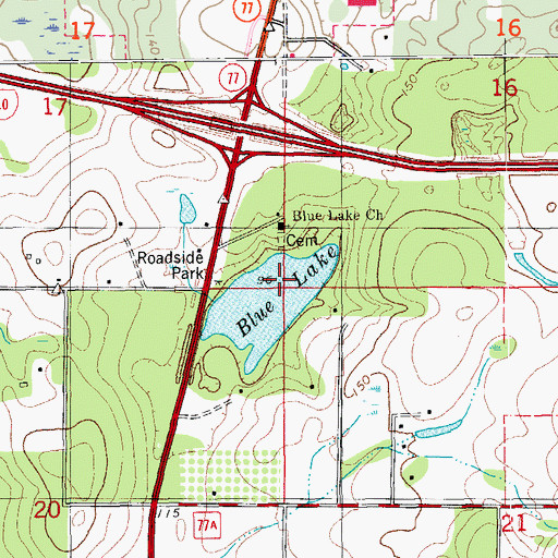 Topographic Map of Blue Lake, FL