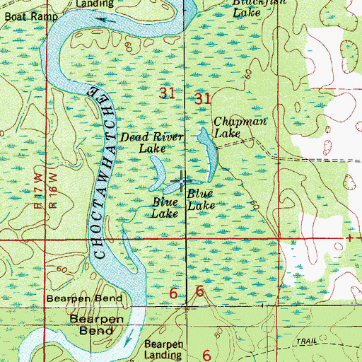 Topographic Map of Blue Lake, FL