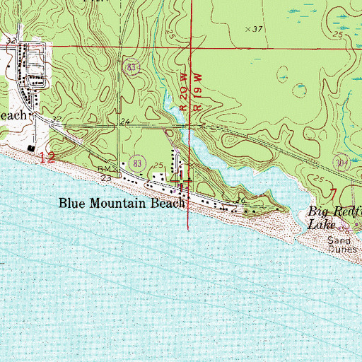 Topographic Map of Blue Mountain Beach, FL