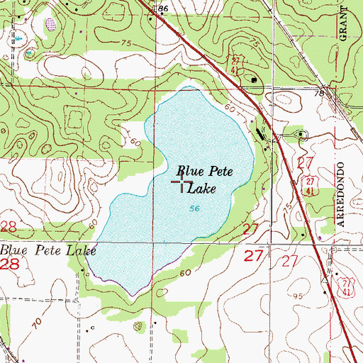 Topographic Map of Blue Pete Lake, FL