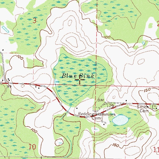 Topographic Map of Blue Sink, FL