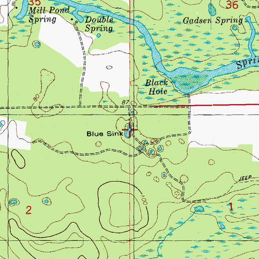 Topographic Map of Blue Sink, FL