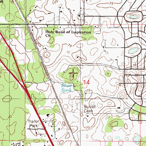 Topographic Map of Blue Sink, FL