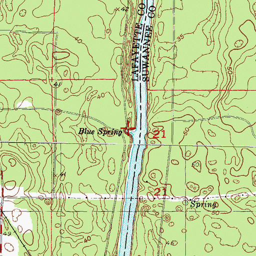 Topographic Map of Blue Spring, FL