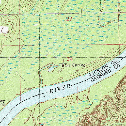 Topographic Map of Blue Spring, FL