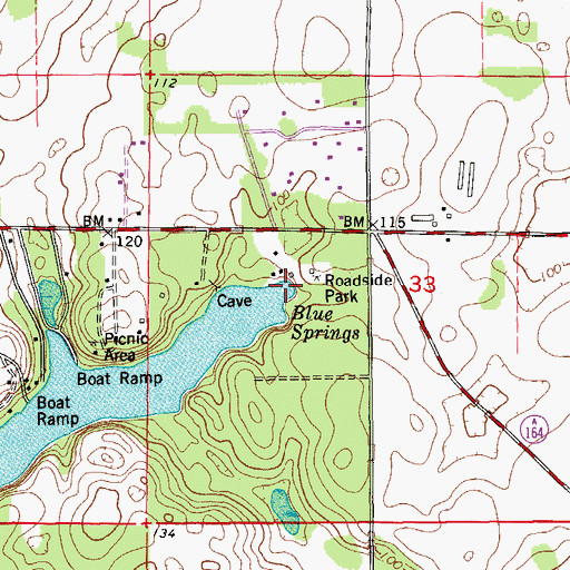 Topographic Map of Blue Spring, FL