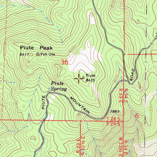 Topographic Map of Piute Mountains, CA