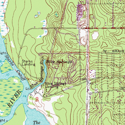 Topographic Map of Blue Springs, FL
