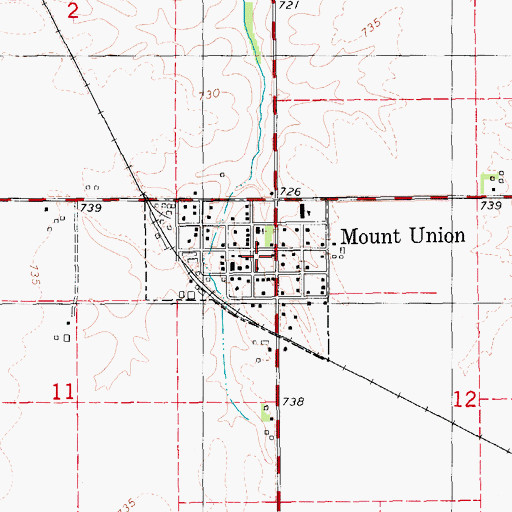 Topographic Map of Mount Union Census Designated Place, IA