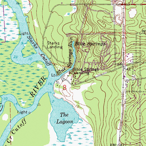 Topographic Map of Blue Springs Landing, FL