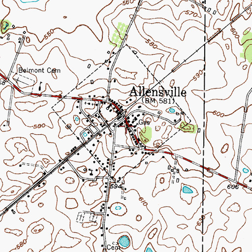 Topographic Map of Allensville Census Designated Place, KY