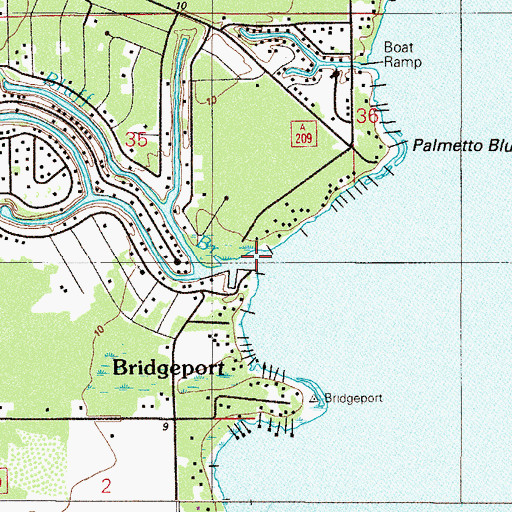 Topographic Map of Bluff Branch, FL