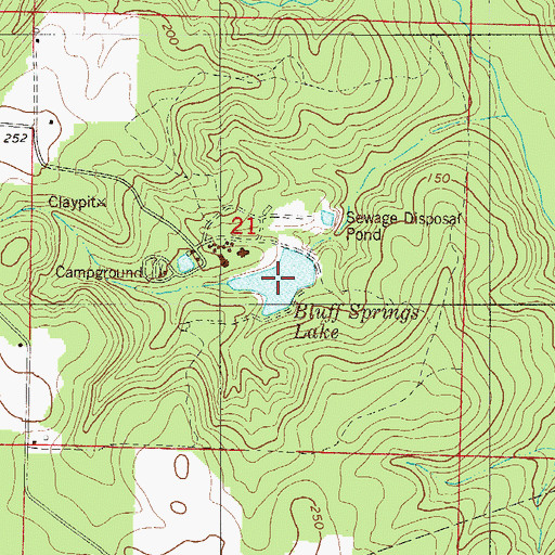 Topographic Map of Bluff Springs Lake, FL