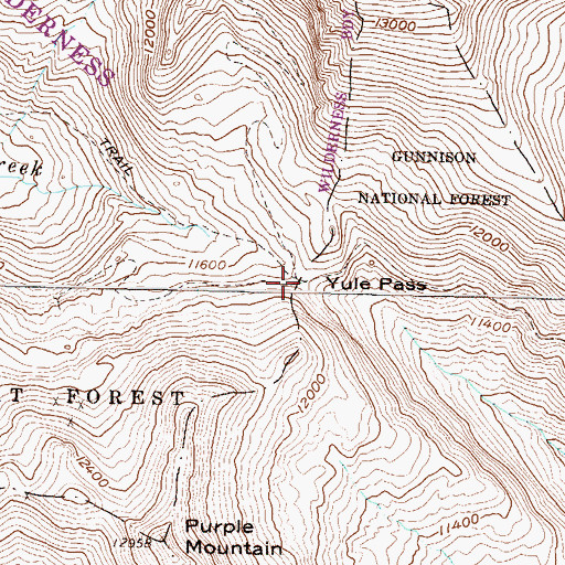Topographic Map of Yule Pass, CO