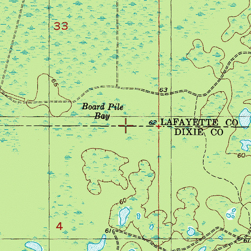 Topographic Map of Board Pile Bay, FL