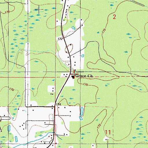 Topographic Map of Boat Drain Church, FL