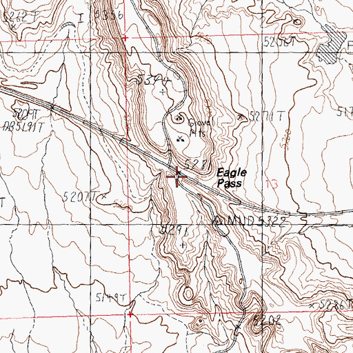 Topographic Map of Eagle Pass, WY